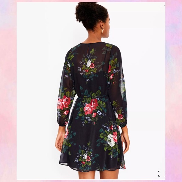 LOFT Petite Floral Tie Waist Dress - Picture 3 of 3